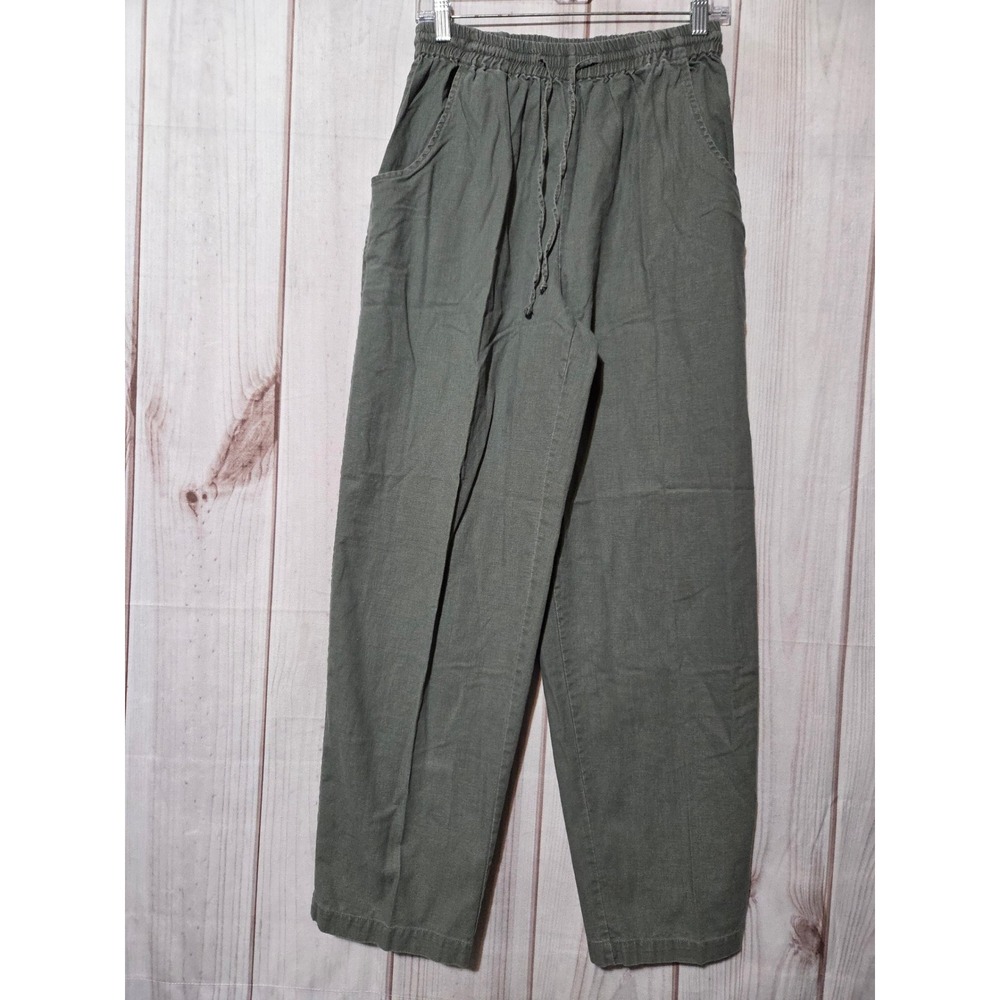 Christopher‎ & Banks Womens Olive Green Linen Cotton Drawstring Pants Size S